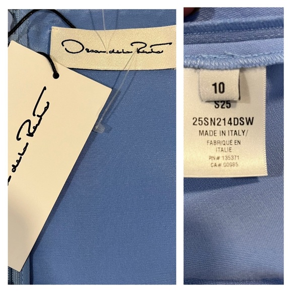 OSCAR DE LA RENTA Dress Blue Midi Wool Asymmetric Size 10 Elegant Formal NWT - Picture 12 of 13
